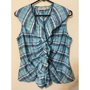 FARINAZ TAGHAVI BLOUSE ITALIAN FABRIC HIP DESIGNER SEXY FITTED RUFFLES 12